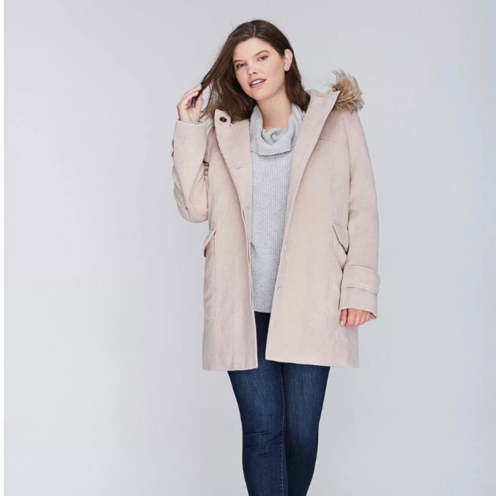 Lane Bryant Pink Blush Peacoat Overcoat Jacket
